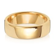 9k and 18k yellow gold soft court shaped wedding bands 6 mm wide.