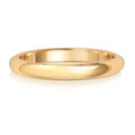 9k and 18k yellow gold solid D shaped wedding band 2.5 mm wide.