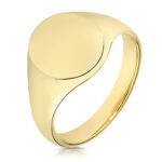 9k Yellow Gold Oval Shaped Plain Signet Ring - 14 x 12 mm - Image 2
