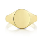 9k Yellow Gold Oval Shaped Plain Signet Ring - 14 x 12 mm