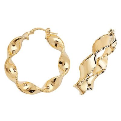 Twisted yellow Gold Hoop Earrings,Yellow Gold Hoop Earrings 20 mm,30mm ,9ct,18ct,14ct,topjewellery,top,jewellery,topjewelleryukBirmingham,Jewellery Quarter.1