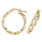 9k Yellow Gold Thin Twisted Patterned Hoop Earrings in 8 Sizes - TJ1008 - Image 2