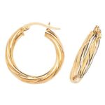 9k Yellow Gold Wide Twisted Tube Hoop Earrings 7 Sizes - THER35 - Image 2