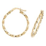 9k Yellow Gold Thin Twisted Patterned Hoop Earrings in 8 Sizes - TJ1008 - Image 3