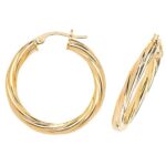 9k Yellow Gold Wide Twisted Tube Hoop Earrings 7 Sizes - THER35 - Image 3
