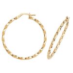 9k Yellow Gold Thin Twisted Patterned Hoop Earrings in 8 Sizes - TJ1008 - Image 5