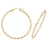 9k Yellow Gold Thin Twisted Patterned Hoop Earrings in 8 Sizes - TJ1008 - Image 6
