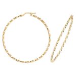 9k Yellow Gold Thin Twisted Patterned Hoop Earrings in 8 Sizes - TJ1008 - Image 7