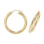 9k Yellow Gold Wide Twisted Tube Hoop Earrings 7 Sizes - THER35