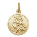 9k Yellow Gold Round ST.Christopher Pendant - Image 6