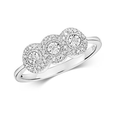 9ct 0,06ct 3 Circle Chya Illusion Diamond Bow White Gold Ring,white gold,Diamond Cluster,Gold,Diamond,18ct,9ct,14ct,topjewellery,topjewelleryuk,birmingham