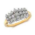 9ct 0,11ct 3 Row Illusion Diamond Bow Yellow Gold Ring,yellow gold,Diamond Cluster,Gold,Diamond,18ct,9ct,14ct,topjewellery,topjewelleryuk,birmingham