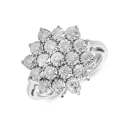 9ct 0,11ct Star Illusion Diamond White Gold Ring,white gold,Diamond Cluster,Gold,Diamond,18ct,9ct,14ct,topjewellery,topjewelleryuk,birmingham