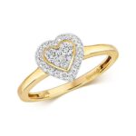 9ct Cluster Diamond Heart Yellow Gold Ring,yellow gold,Diamond Heart,Heart,Gold,Diamond,18ct,9ct,14ct,topjewellery,topjewelleryuk,birmingham