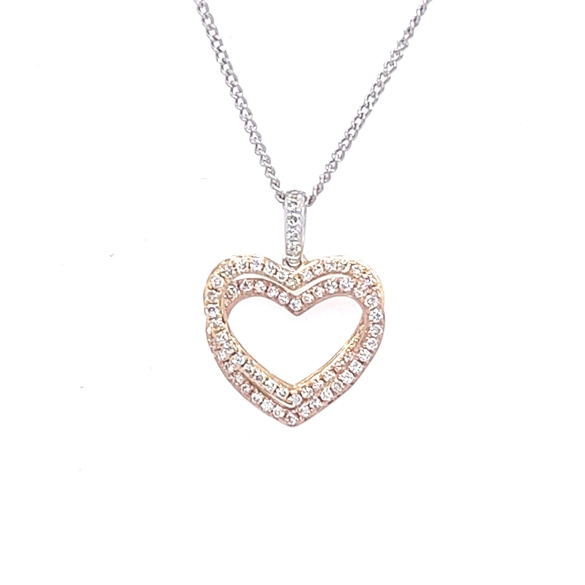 9k Tri-Colored Diamond Heart Pendant - 0.23 ct - Image 1