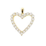 18k Yellow Gold Large Diamond Thorn Claw Set Heart Pendant - 2.14 ct