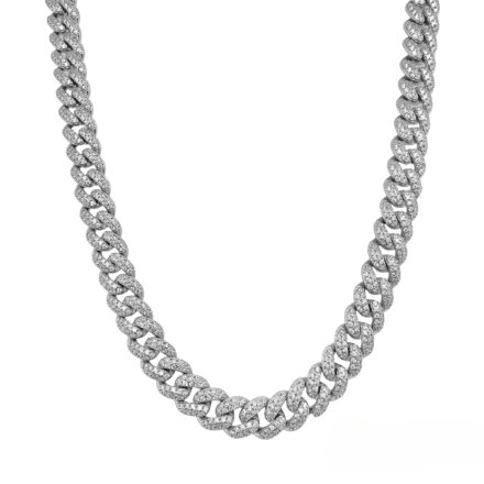 925 sterling silver cuban chain iced out 8 mm wide.