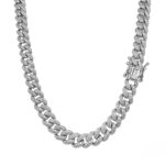 925 sterling silver cuban chain 8 mm wide available in 20 and 24 inches iced out with cz stones.