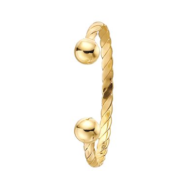 Solid twisted kids torque bangle in 9k yellow gold.