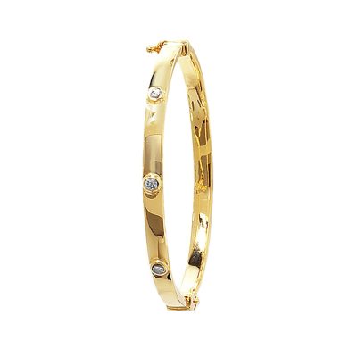 9k yellow gold stone set kids bangle semi solid.