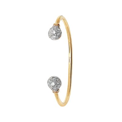 9k yellow gold stone set torque torc bangle for kids.