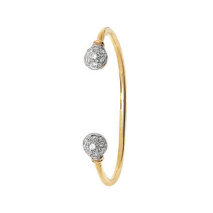 9k yellow gold stone set torque torc bangle for kids.