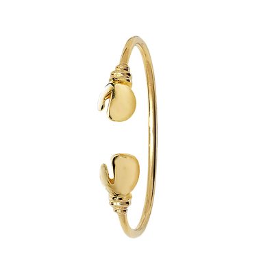 9k gold plain boxing gloves torc torque bangle for kids.