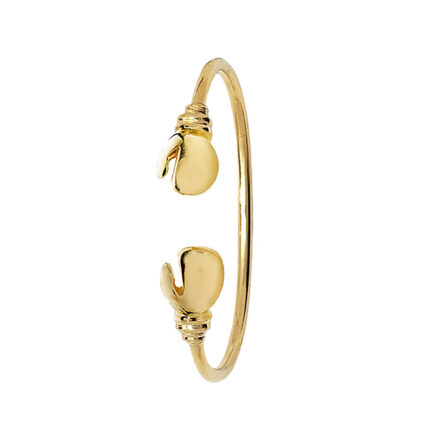 9k gold plain boxing gloves torc torque bangle for kids.