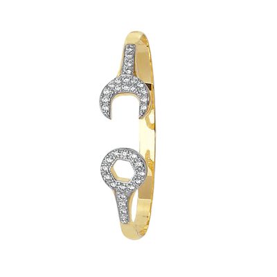 9k yellow gold stone set spanner kids bangle.