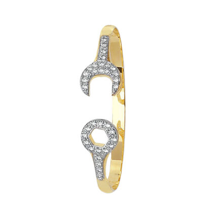 9k yellow gold stone set spanner kids bangle.