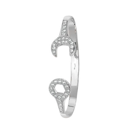 9k white gold stone set spanner kids bangle.