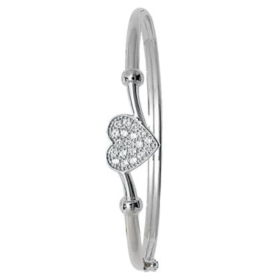 Heart Cz Hinged Twisted Bangle,Bangle bracelet,9k,14k,18k,750,585,375,gold,guld,topjwelleryuk,top jewellery,birmingham,uk,white gold