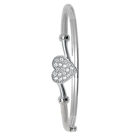 Heart Cz Hinged Twisted Bangle,Bangle bracelet,9k,14k,18k,750,585,375,gold,guld,topjwelleryuk,top jewellery,birmingham,uk,white gold