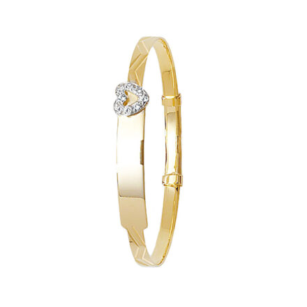 9k yellow gold stone set expandable bangle.