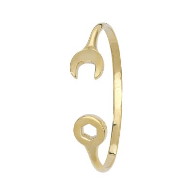 9k yellow gold spanner kids bangle in solid.