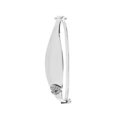 ID bangle for kids in 9k white gold and cubic zirconia stones.