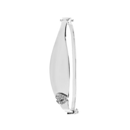 ID bangle for kids in 9k white gold and cubic zirconia stones.