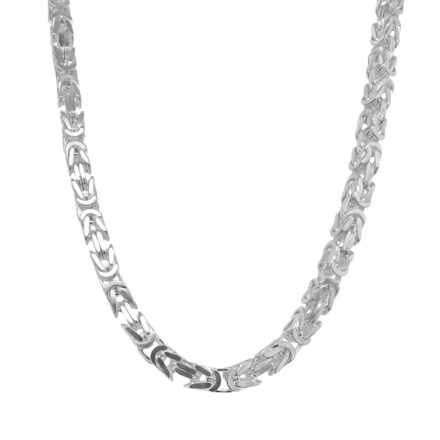 The Kings Chain, the Byzantine Link in sterling silver 925, 5 mm wide, a solid piece available in several lengths.