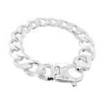 Classic 925 Sterling Silver Curb Bracelet - 15mm Wide, Strong and Durable Make a bold statement with our Classic Curb Bracelet in 925 sterling silver, featuring 15mm wide links that are both strong and thick. This bracelet is designed for durability while maintaining a sleek and polished appearance, perfect for everyday wear or special occasions. The substantial width gives it a standout look, whether worn solo or paired with other jewelry pieces, making it a versatile addition to any collection.