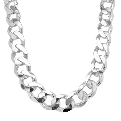 Iconic 925 Sterling Silver Curb Chain - 15mm Wide, Bold and Durable Make a statement with our Iconic Curb Chain, crafted from premium 925 sterling silver. Featuring 15mm wide links, this chain is bold, strong, and thick, offering durability without compromising on style. Its versatile design makes it perfect for wearing on its own or paired with a pendant. Available in multiple lengths, this chain is a timeless addition to any jewelry collection, ideal for both casual and formal wear.