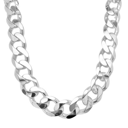 Iconic 925 Sterling Silver Curb Chain - 15mm Wide, Bold and Durable Make a statement with our Iconic Curb Chain, crafted from premium 925 sterling silver. Featuring 15mm wide links, this chain is bold, strong, and thick, offering durability without compromising on style. Its versatile design makes it perfect for wearing on its own or paired with a pendant. Available in multiple lengths, this chain is a timeless addition to any jewelry collection, ideal for both casual and formal wear.