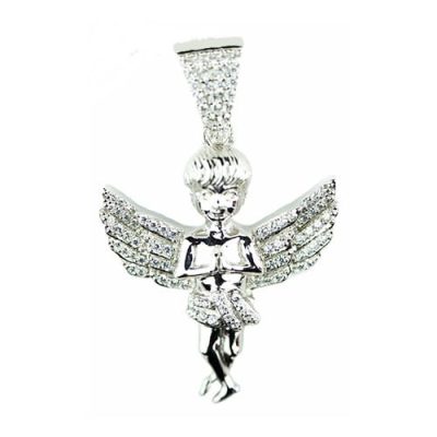 Angel silver pendant,silver pendant,topjewelleryuk,top jewellery,silver,925,iced out