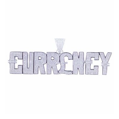 Currency silver pendant,silver pendant,topjewelleryuk,top jewellery,silver,925,iced out