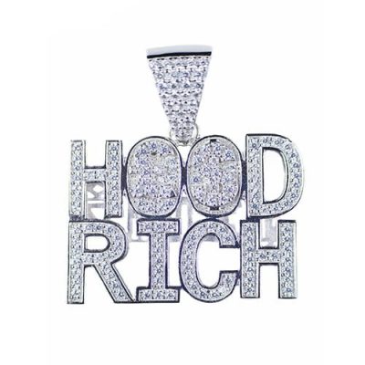 Hood Rich silver pendant,silver pendant,topjewelleryuk,top jewellery,silver,925,iced out