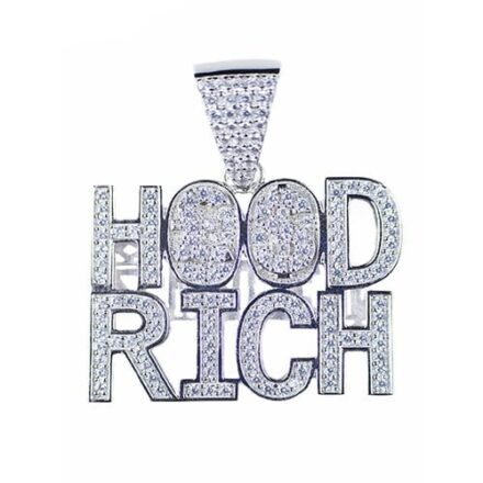 Hood Rich silver pendant,silver pendant,topjewelleryuk,top jewellery,silver,925,iced out