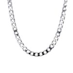 White gold chain for men in 9k in curb style.