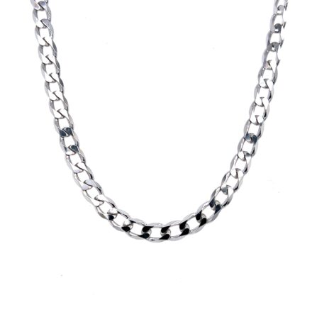 White gold chain for men in 9k in curb style.