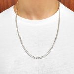 4 mm wide curb chain for men women and kids in sterling silver 925 16 to 30 inches in length.