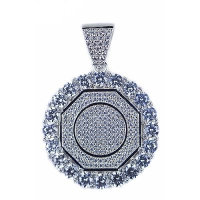 Large Octagon silver pendant,silver pendant,topjewelleryuk,top jewellery,silver,925,iced out