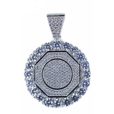 Large Octagon silver pendant,silver pendant,topjewelleryuk,top jewellery,silver,925,iced out